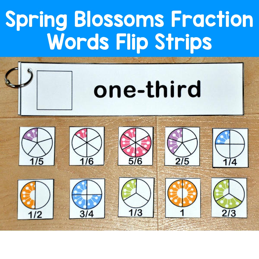 Spring Blossoms Fraction Words Flip Strips