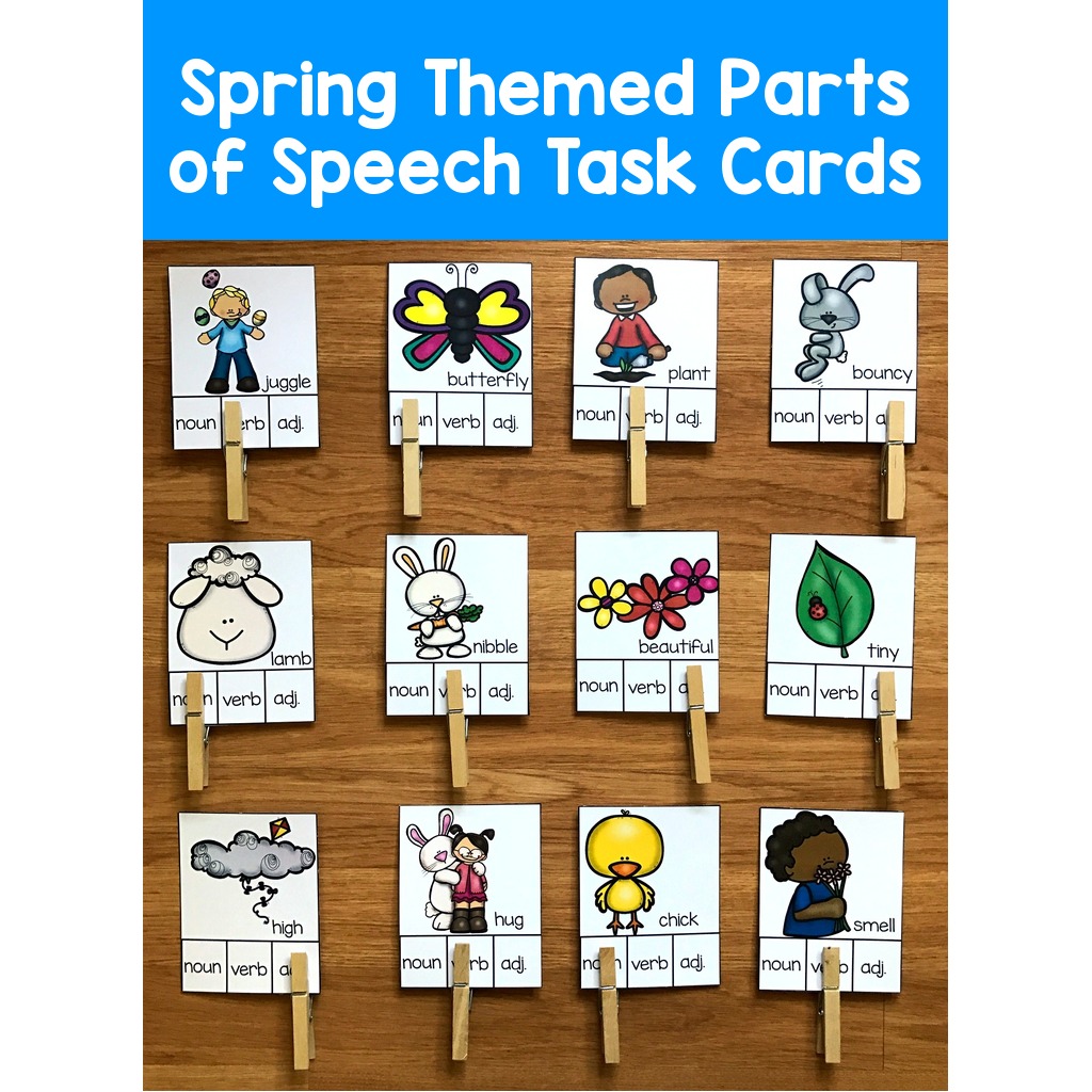 Spring Themed Parts of Speech Task Cards