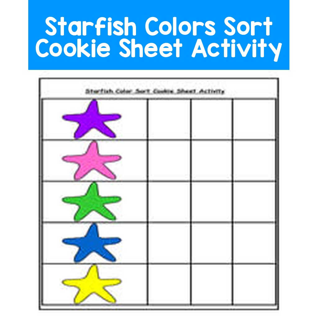 Starfish Colors Sort Cookie Sheet Activity