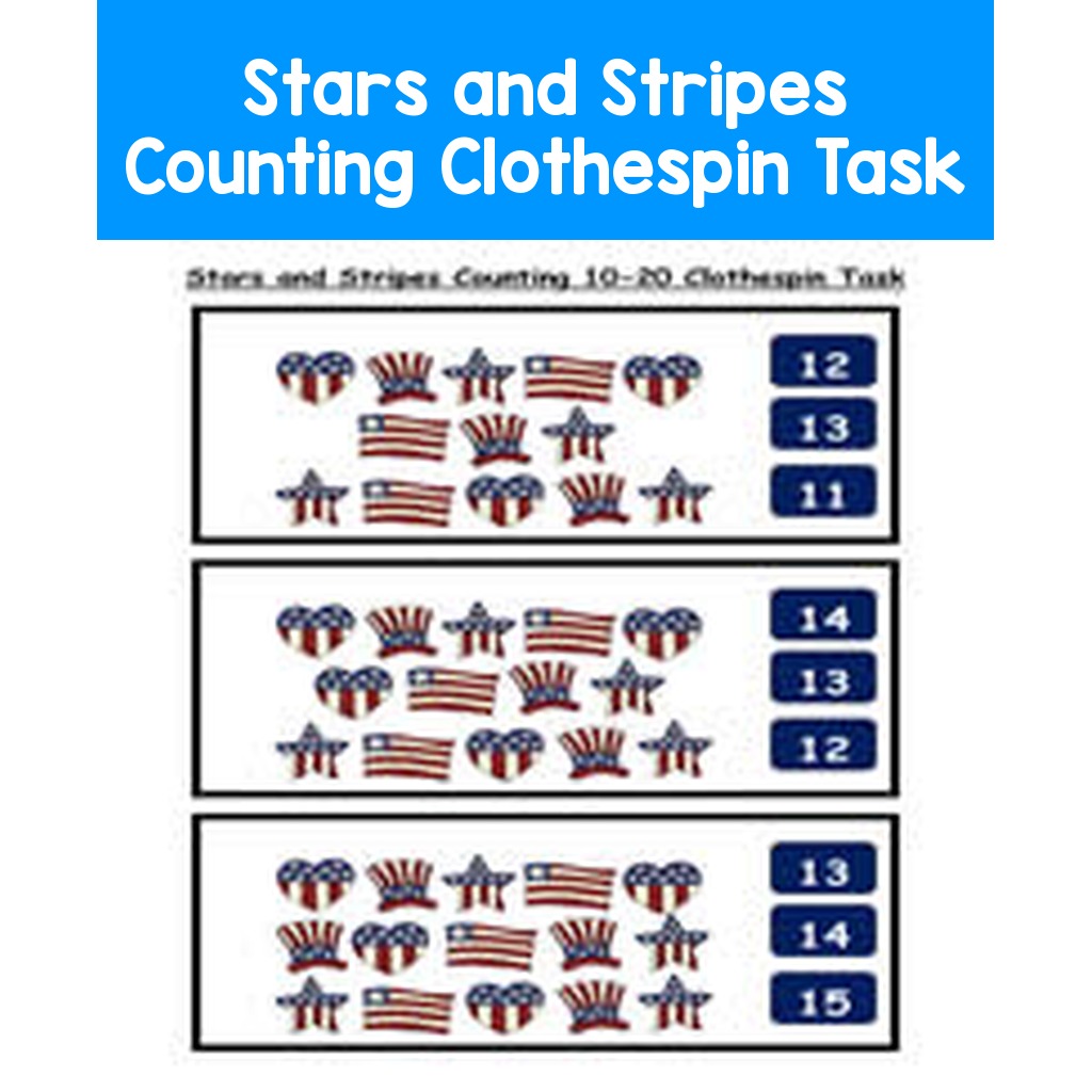 Stars and Stripes Counting Clothespin Task