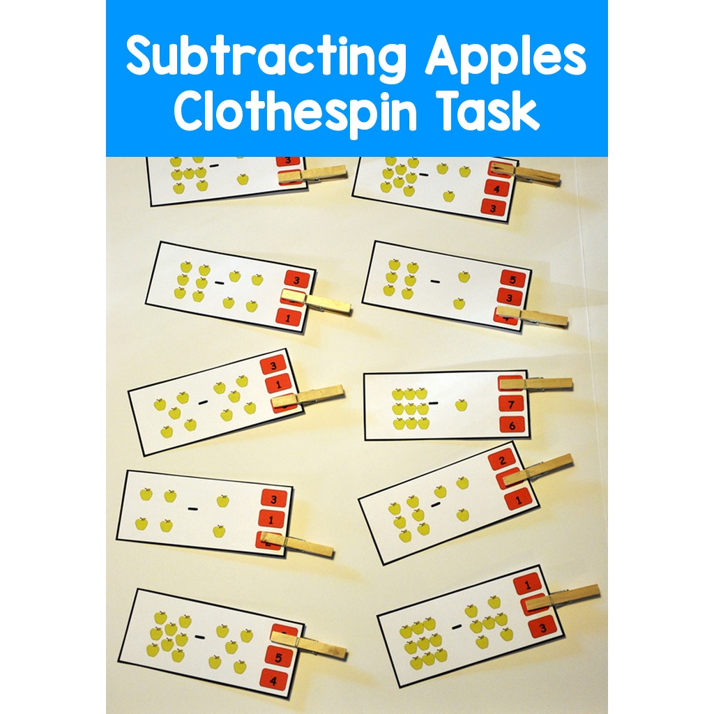 Subtracting Apples Clothespin Task