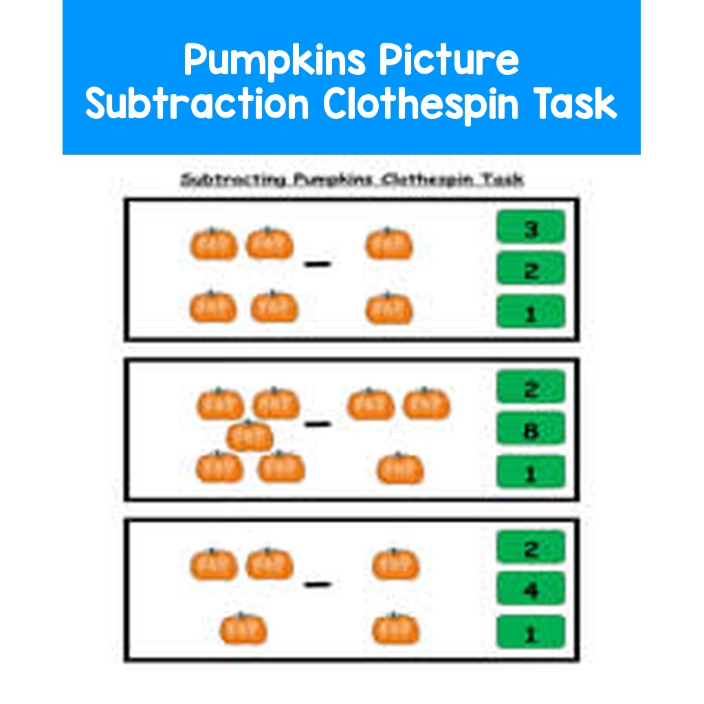 Pumpkins Picture Subtraction Clothespin Task
