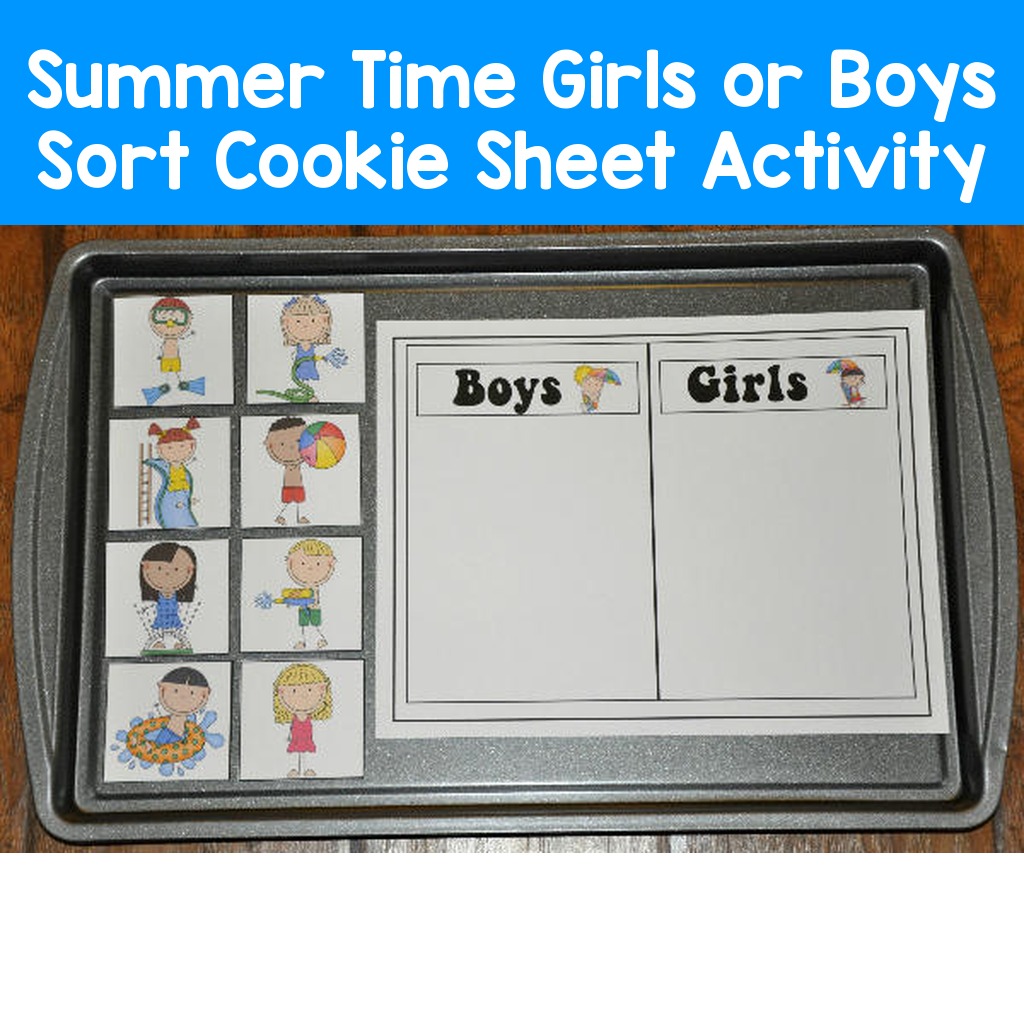 Summer Time Girls or Boys Sort Cookie Sheet Activity