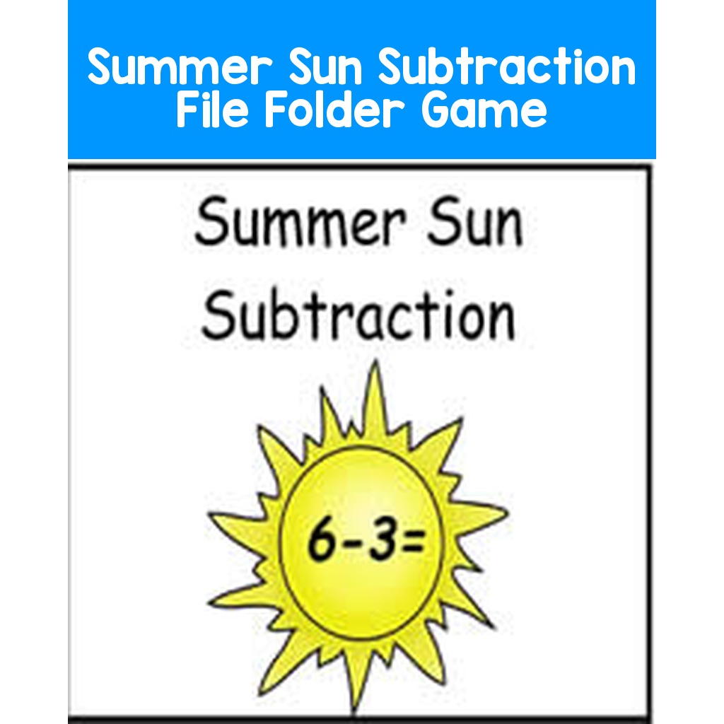 Summer Sun Subtraction File Folder Game