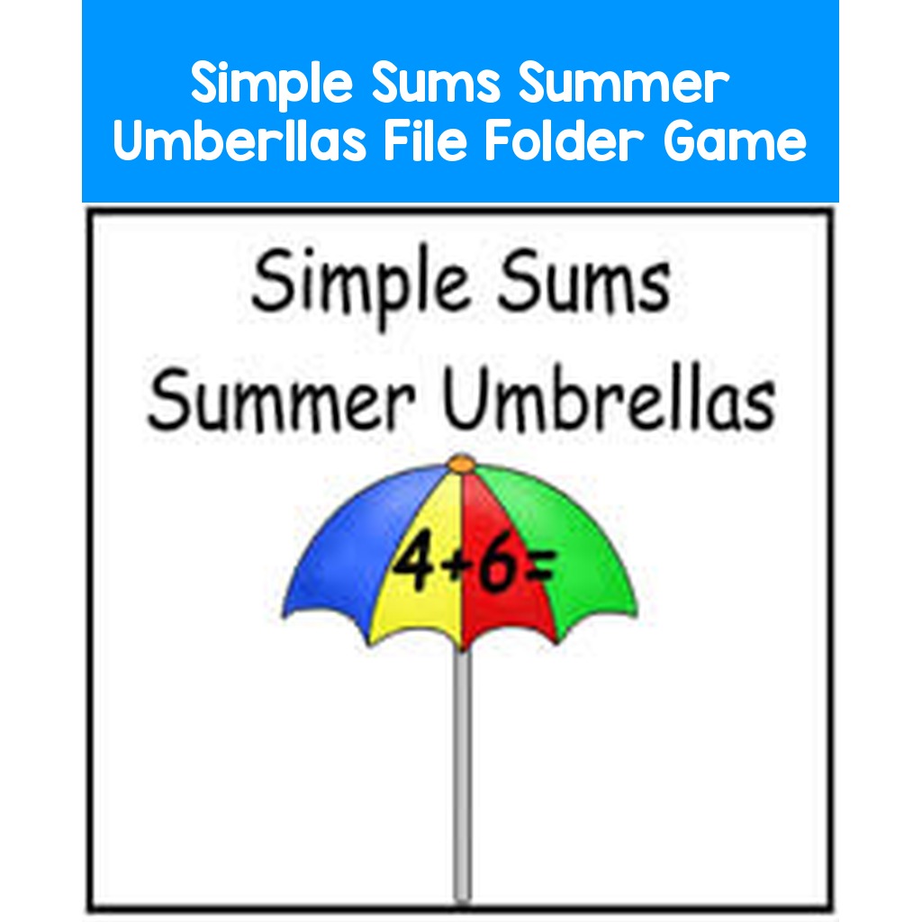 Simple Sums Summer Umberllas File Folder Game