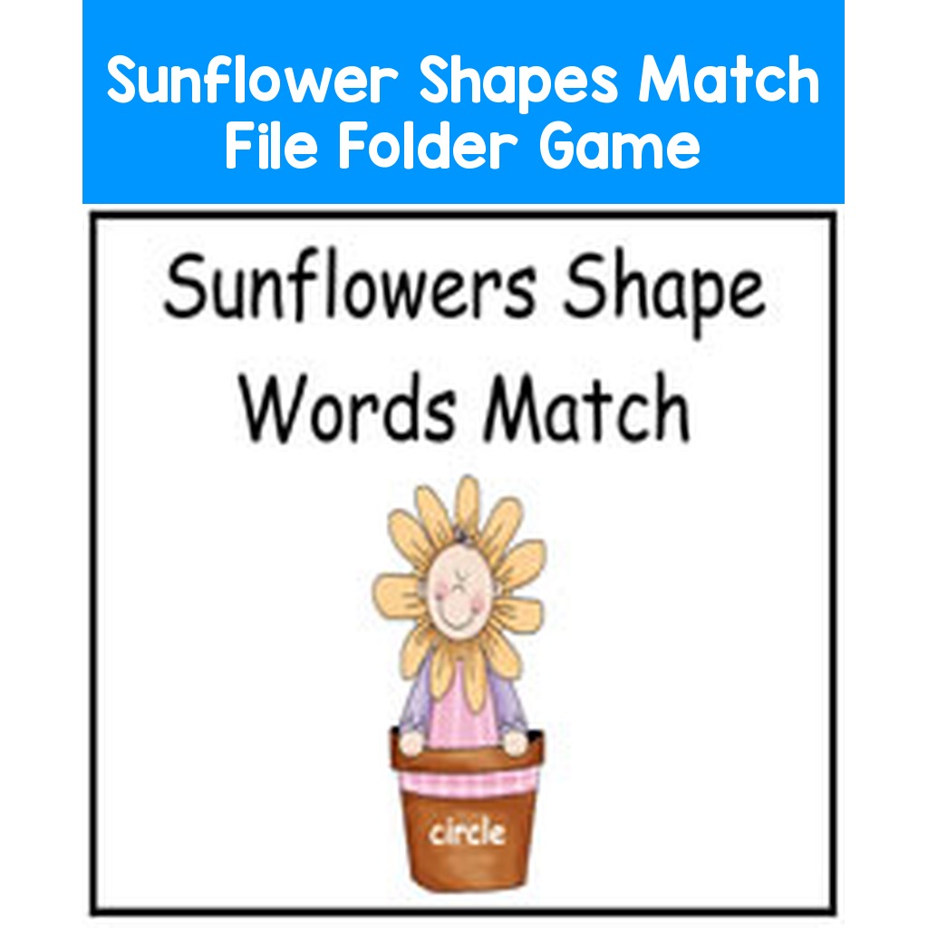 Sunflower Shapes Match File Folder Game