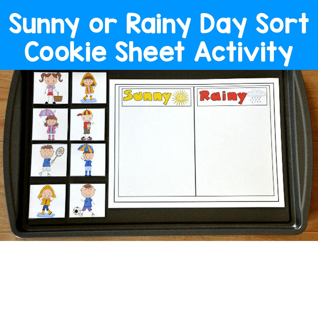 Sunny or Rainy Day Sort Cookie Sheet Activity