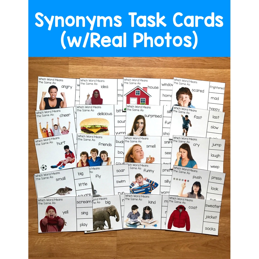 Synonyms Task Cards (w/Real Photos)