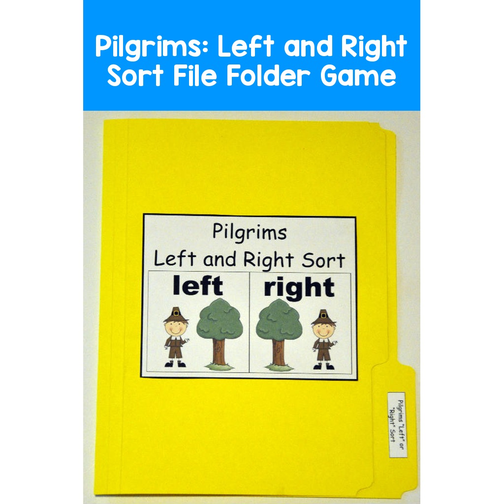 Pilgrims:  Left and Right Sort File Folder Game