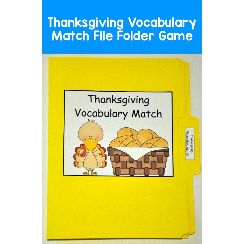 Thanksgiving Vocabulary Match File Folder Game