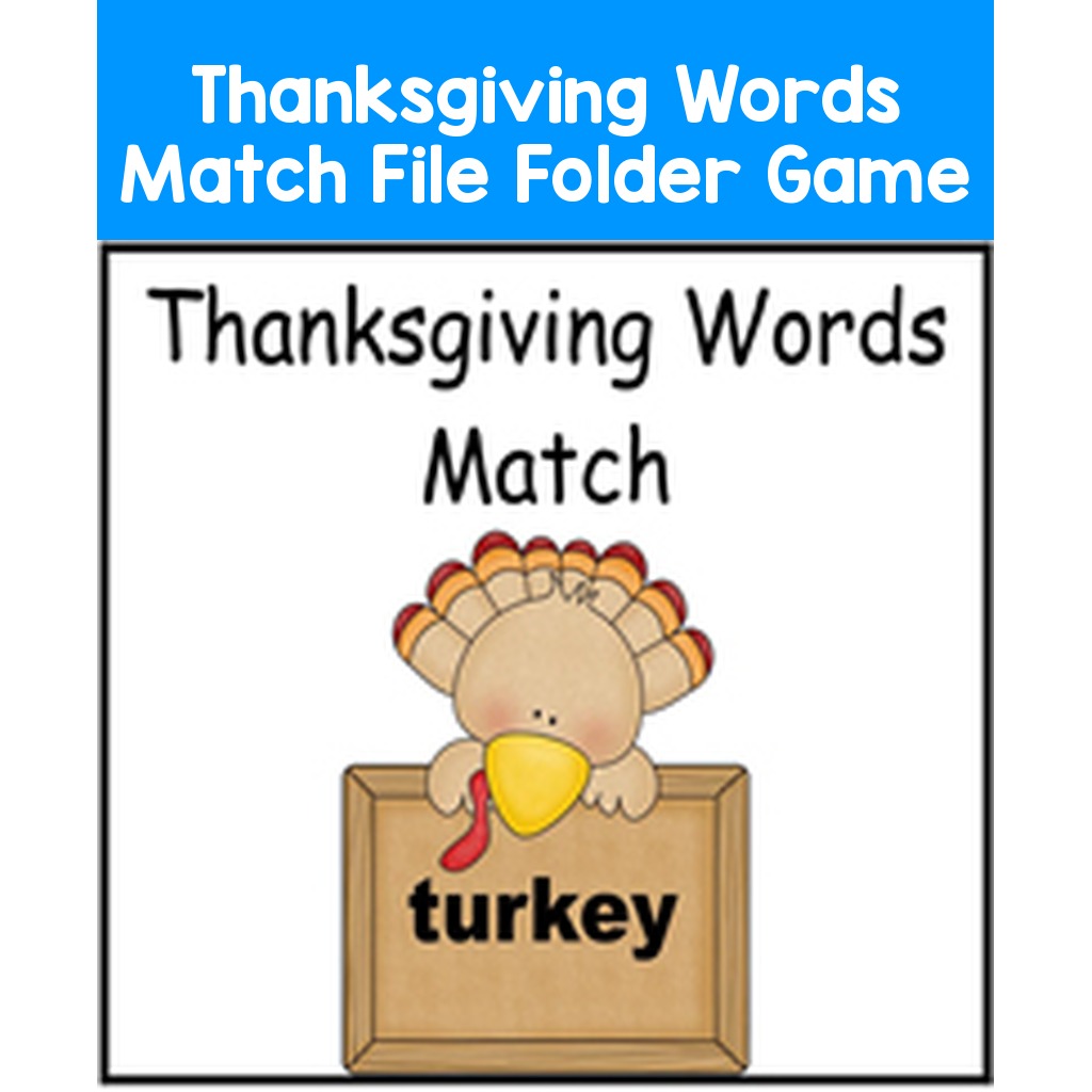 Thanksgiving Words Match File Folder Game