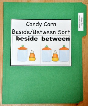 File Folder Game:  Candy Corn "Beside/Between" Sort