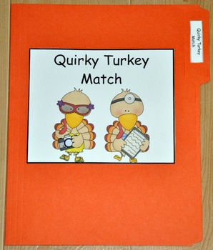 Quirky Turkey Matching File Folder Game | Visual Discrimination | Special Ed