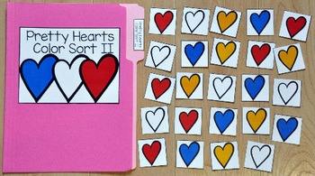 Hearts and Stars Sort File Folder Game