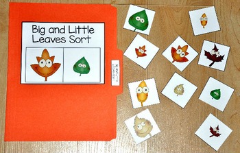 Big and Little Leaves Sort File Folder Game