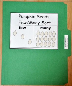 File Folder Game:  Pumpkin Seeds "Few/Many" Sort