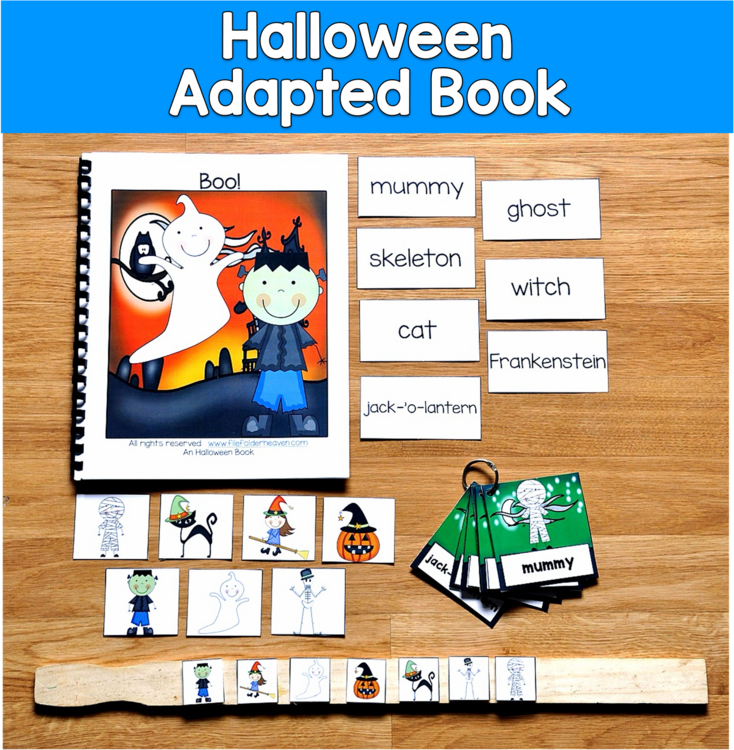 Halloween Adapted Book | Vocabulary Sequencing Prepositions Sorting | SLP SPED