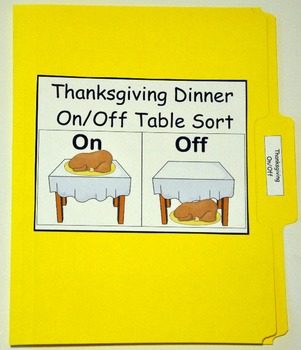 Thanksgiving File Folder Game:  "On and Off the Table Sort"