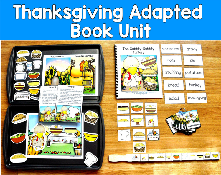 Thanksgiving Adapted Book Unit | Turkey Vocabulary Centers | SLP SPED Autism