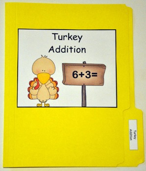 Thanksgiving Addition File Folder Game | Turkey Theme | Special Ed Math