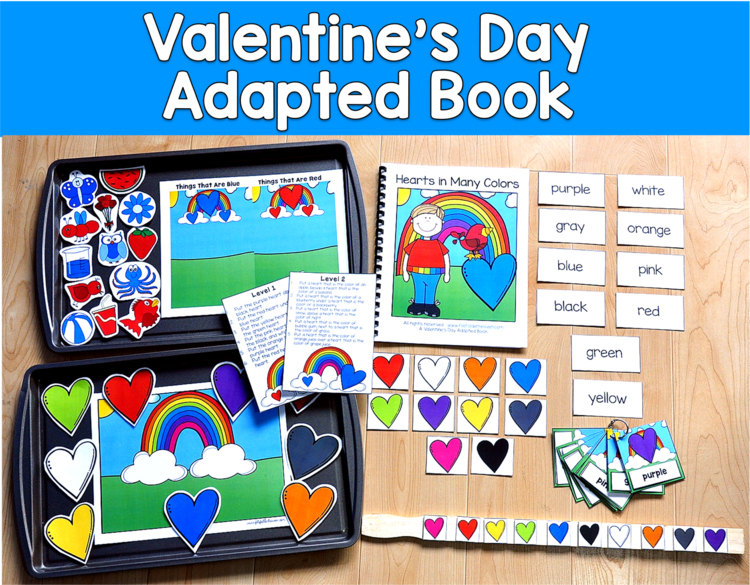 Valentine's Day Adapted Book | Colors Vocabulary Sequencing | SLP SPED Autism