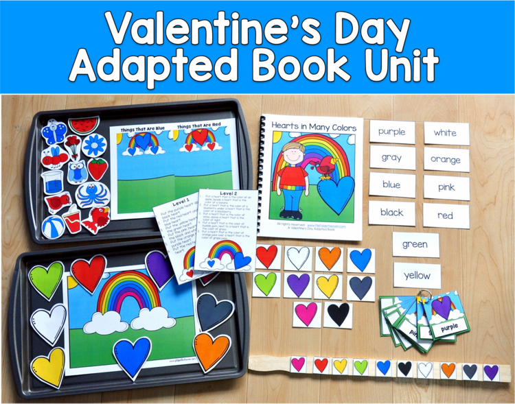 Valentine's Day Adapted Book Unit | Color Words Vocabulary | SLP SPED Autism