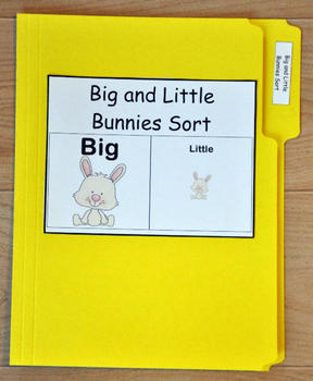 File Folder Game--"Big and Little Easter Bunnies Sort"