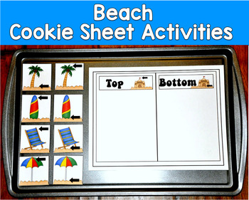 Beach Cookie Sheet Activities | Position Words Opposites | SLP SPED Autism