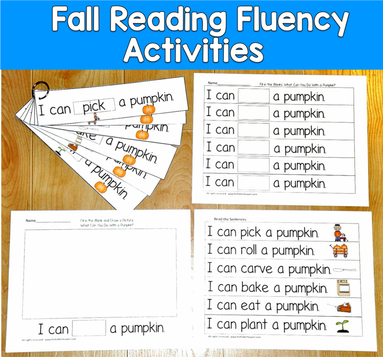 Fall Reading Fluency | Sight Words Sentences Flip Strips | SPED Autism K-2