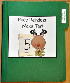 Christmas Make Ten File Folder Game | Rudy Reindeer | Special Education