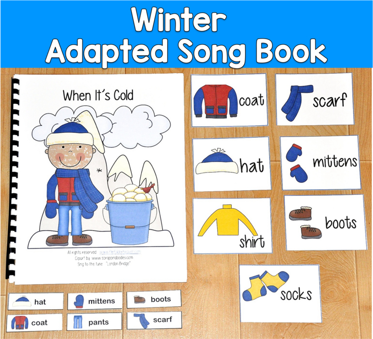 Winter Adapted Song Book | Winter Clothing Vocabulary | SLP SPED Autism Music