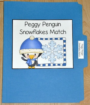 Winter File Folder Game--"Peggy Penguin Snowflakes Match"
