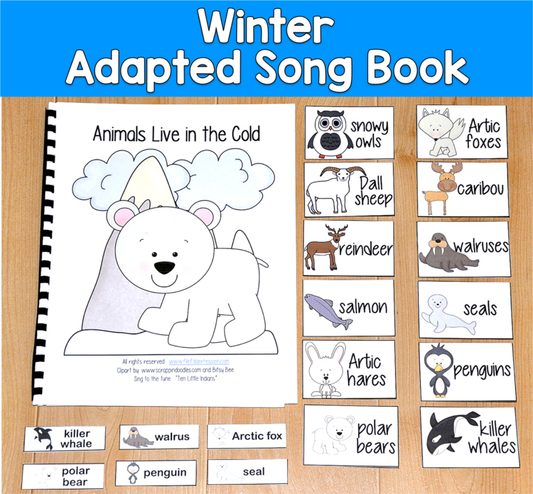 Winter Adapted Song Book | Arctic Animals Habitat Vocabulary | SLP SPED Autism
