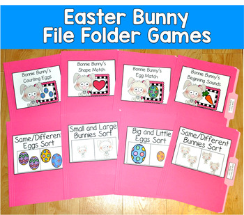 Easter Bunny File Folder Games Bundle | Spring Matching Sorting | SLP SPED