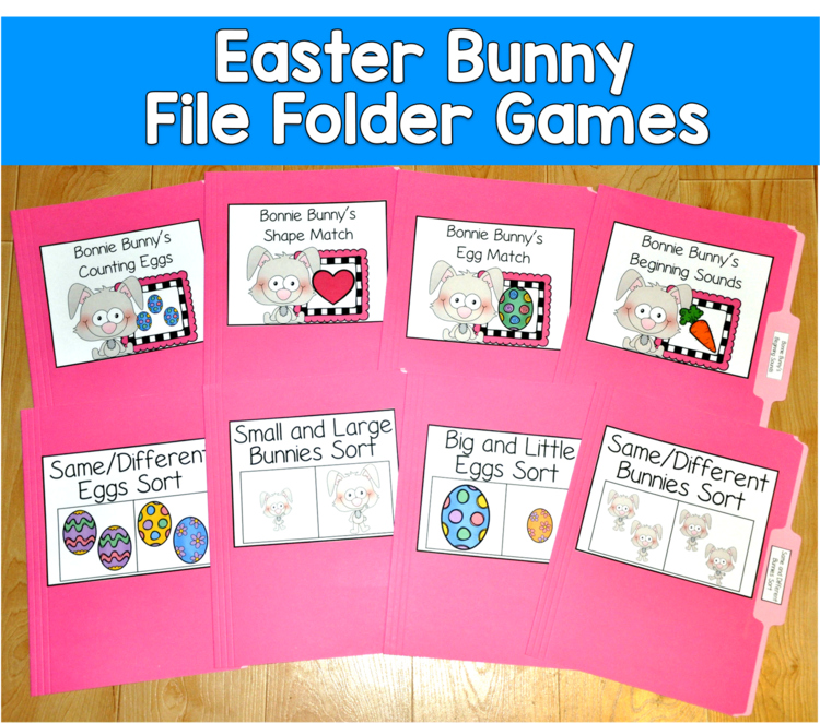 Easter Bunny File Folder Games Bundle | Spring Matching Sorting | SLP SPED