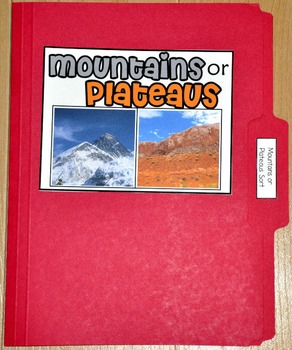 Sorting Activity: "Mountains or Plateaus Land Forms Sort File Folder Game"