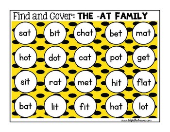 Word Families: Word Families Find and Cover Activities