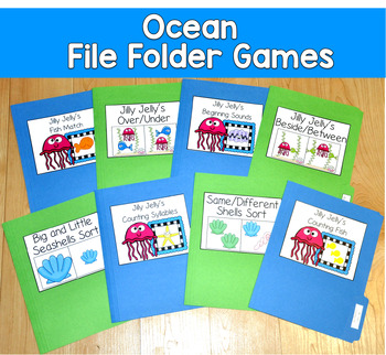 Ocean File Folder Games Bundle | Position Words Beginning Sounds | SLP SPED