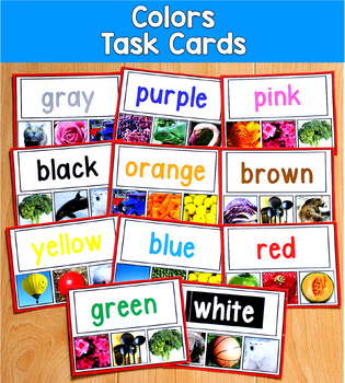 Colors Task Cards Real Photos | Color Words Identification | SLP SPED Autism