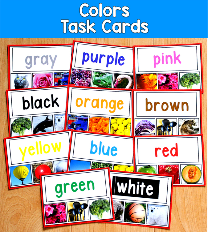 Colors Task Cards Real Photos | Color Words Identification | SLP SPED Autism