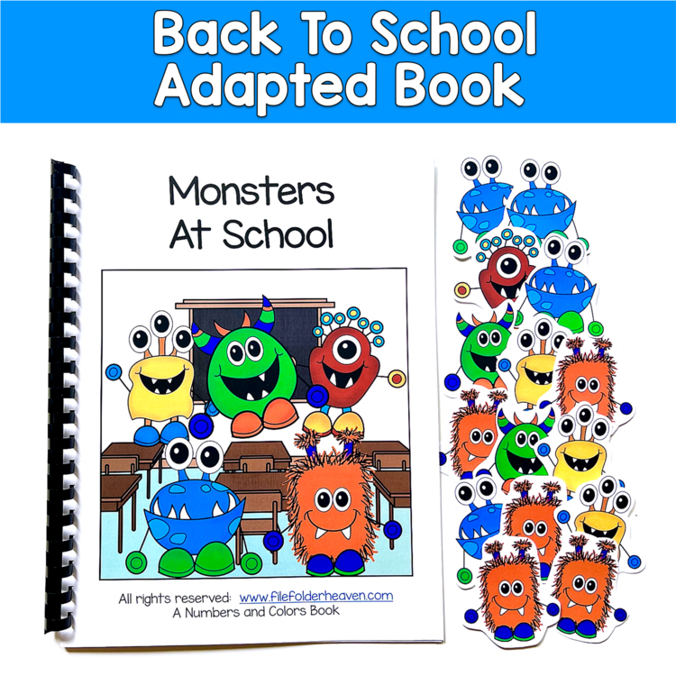 Monsters Adapted Book | Back to School Numbers Colors | PreK SLP SPED Autism