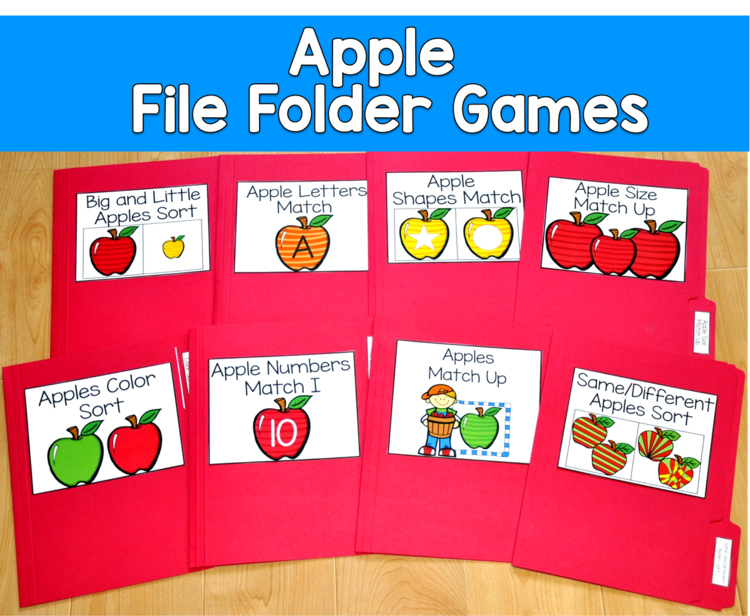 Apple File Folder Games Mini-Bundle | Fall Back to School | SLP SPED Autism
