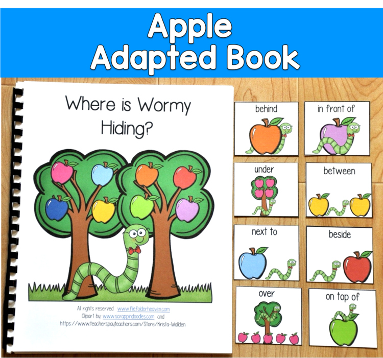 Apple Prepositions Adapted Book | Position Words Colors | SLP SPED Autism