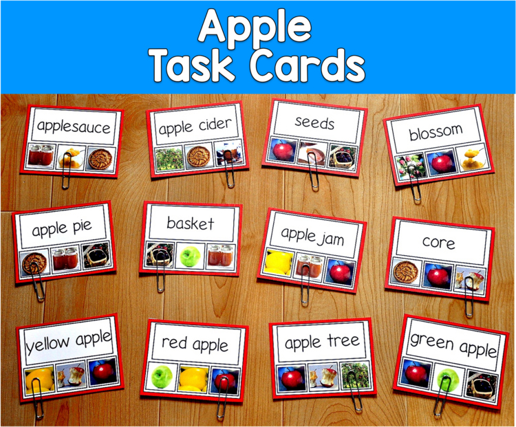 Apple Task Cards | Matching Differentiated Fine Motor | SLP SPED Autism PreK