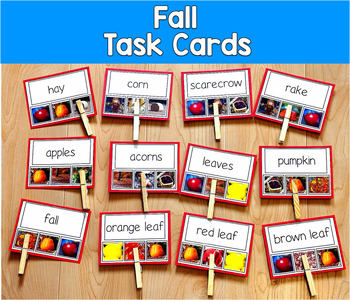 Fall Task Cards | Matching Counting Differentiated | SLP SPED Autism PreK