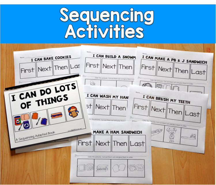 Sequencing Adapted Books Bundle | 3-4-5 Picture Sequencing | SLP SPED Autism