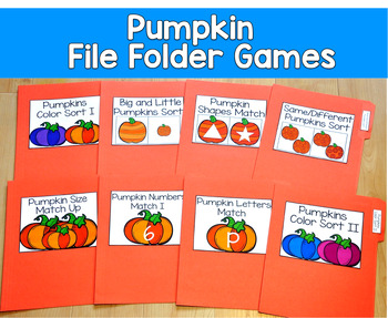 Pumpkin File Folder Games Mini-Bundle | Fall Matching | SLP SPED Autism