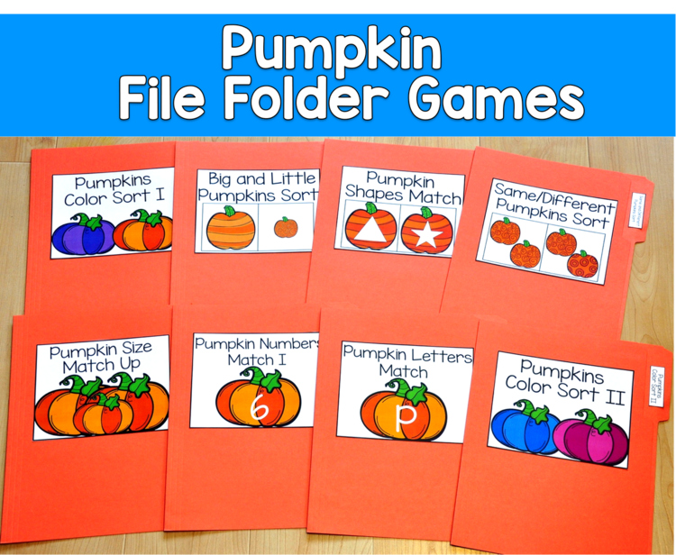 Pumpkin File Folder Games Mini-Bundle | Fall Matching | SLP SPED Autism