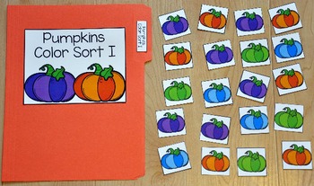 Pumpkins File Folder Game: "Pumpkins Color Sort I"