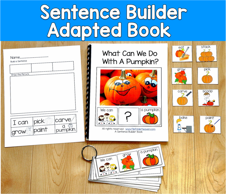 Pumpkin Sentence Building Adapted Book | WH Questions | SLP SPED Autism PreK OT